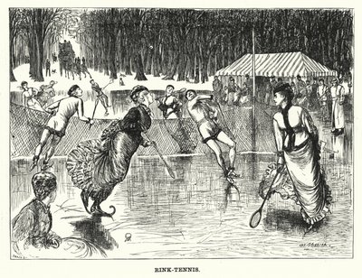 Punč karikatura: Rink-Tennis (rytina) od George (after) Du Maurier