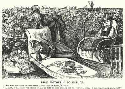 Punch cartoon: True Motherly Solicitude (rytina) od George (after) Du Maurier