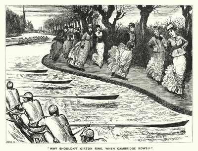 Punch cartoon: Why should not Girton Rink. Kdy Cambridge Rows? (rytina) od George (after) Du Maurier