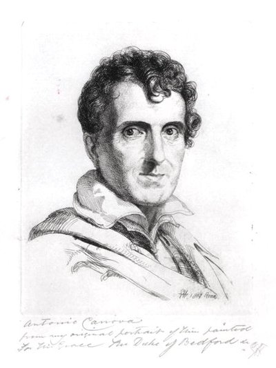 Portrét Antonia Canovy (1757-1822) 1817 (rytina) (čb foto) od George (after) Hayter