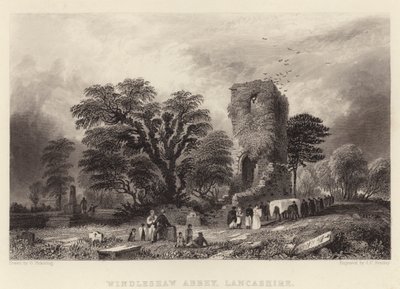Windleshaw Abbey, Lancashire (rytina) od George (after) Pickering