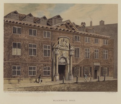 Blackwell Hall, City of London (barevné lito) od George (after) Shepherd