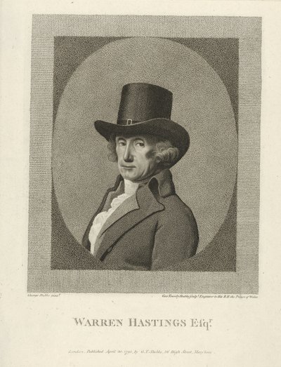 Portrét Warrena Hastingse, Esq., hospoda. 1795 (rytina) od George (after) Stubbs