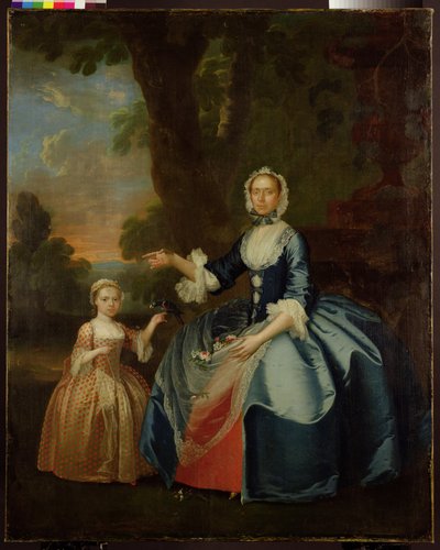 Portrét paní Dawsonové z Retfordu a její dcery, asi 1749 (olej na plátně) od George (attr.to) Stubbs