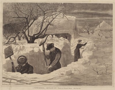 A Winter-Morning, - Shoveling Out, vydáno 1871. od George A. Avery
