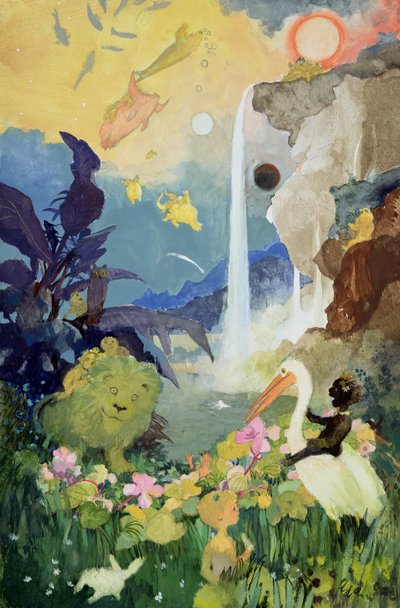 Fantasy přírodní scéna (kvaš na palubě) od George Adamson