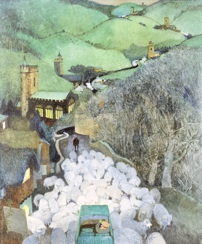 Sheep on the Road, (provize za titulní stranu časopisu Punch) od George Adamson