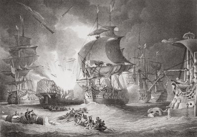 Bitva u Nilu, 1. srpna 1798, z knihy "Ilustrace z anglických a skotských dějin", II. díl od George Arnald