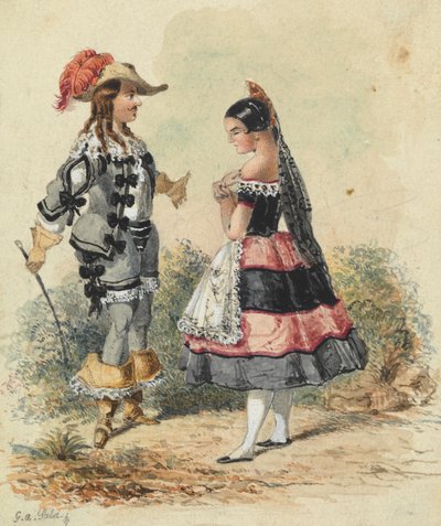 Kavalír a služebná ve španělském kostýmu od George Augustus Sala
