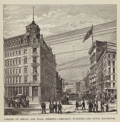Roh Broad a Wall Street, budova Drexels a burza od George Augustus Sala