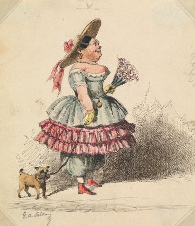 Groteskní panna se psem od George Augustus Sala