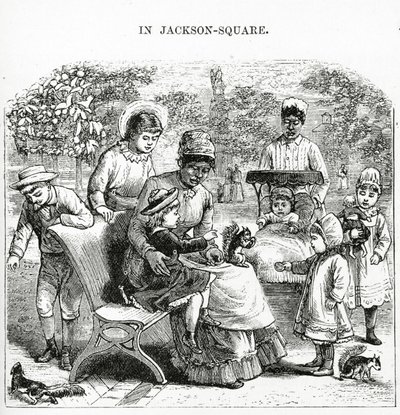 Na Jackson Square, New Orleans, ilustrace z „America Revisited...“ (rytina) od George Augustus Sala