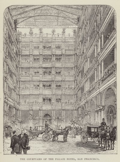 Nádvoří hotelu Palace, San Francisco od George Augustus Sala