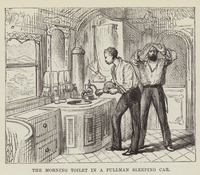 Ranní toaleta ve spacím voze Pullman od George Augustus Sala