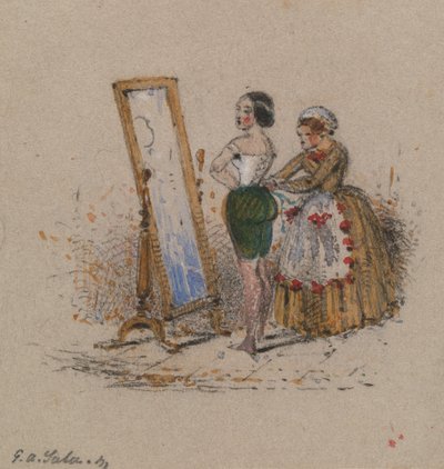 Žena oblékání, se služkou od George Augustus Sala