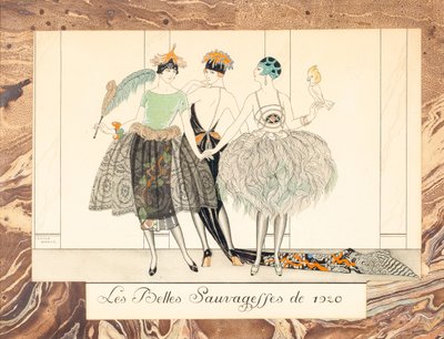 Krásné Sauvageffes z roku 1920, z Le Bonheur du Jour nebo, Les Graces à la Mode, 1924. od George Barbier