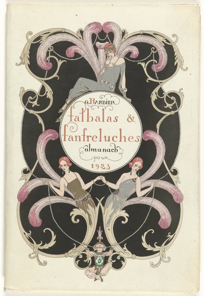 Módní časopis jako svůdkyně Falbalas and Fanfreluches, Almanach současných, minulých a budoucích režimů pro rok 1923, 2. ročník od George Barbier