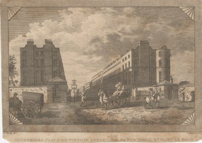 Devonshire Place a Wimpole Street, z New Road, St. Mary Le Bone od George Barret