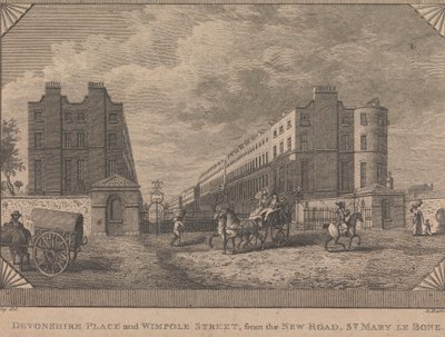 Devonshire Place a Wimpole Street, z New Road, St. Mary le Bone od George Barret