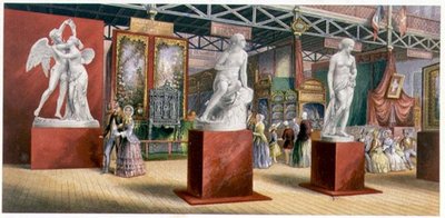 Sochy - vnitřní pohled na velkou výstavu od George Baxter