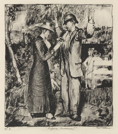 „Připrav se, Ameriko!“ od George Bellows