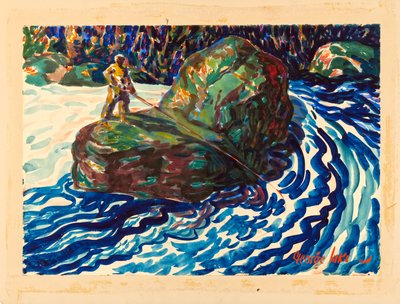 Průvodce rybaření (akvarel na papíře) od George Benjamin Luks