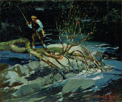 Lov pstruhů (olej na plátně) od George Benjamin Luks