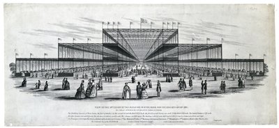 Pohled na interiér budovy v Hyde Parku pro výstavu v roce 1851. Jak bylo nakonec schváleno komisaři Jejího Veličenstva od George Berger