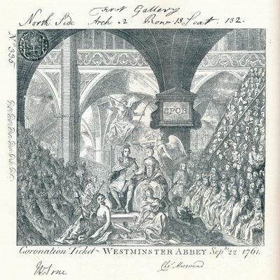 Rytý lístek na korunovační ceremonii Jiřího III. ve Westminsterském opatství 1761 1906 od George Bickham