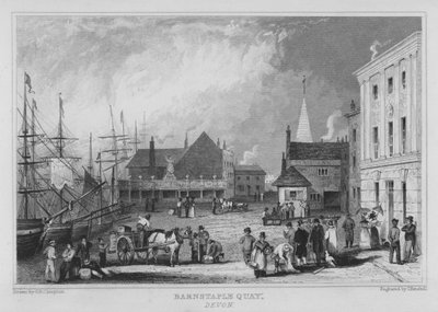 Barnstaple Quay, Devon (rytina) od George Bryant Campion