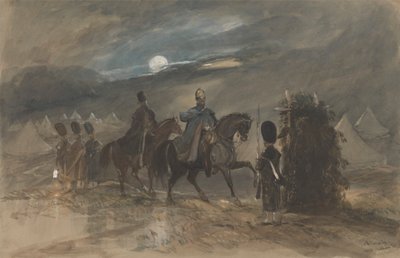 Tábor v Chobhamu, 1853 s důstojníky a hlídkou od George Bryant Campion