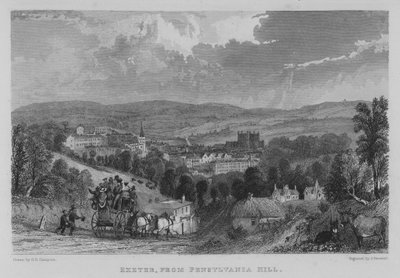 Exeter, z Pensylvania Hill (rytina) od George Bryant Campion