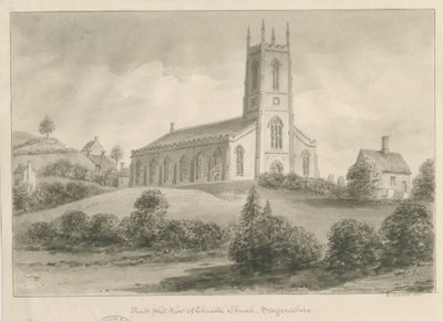 Cheadle Church: sépie kresba od George Buckler
