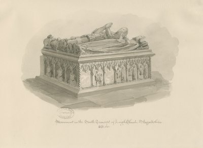 Leigh Church - Památník sira Johna Astona: sépiová kresba, 1841 od George Buckler