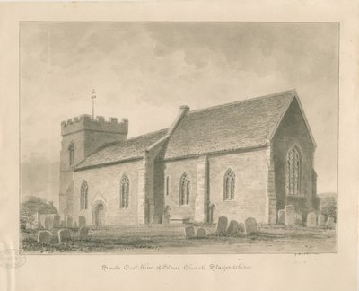 Stowe Church: sépie lavírovaná kresba od George Buckler
