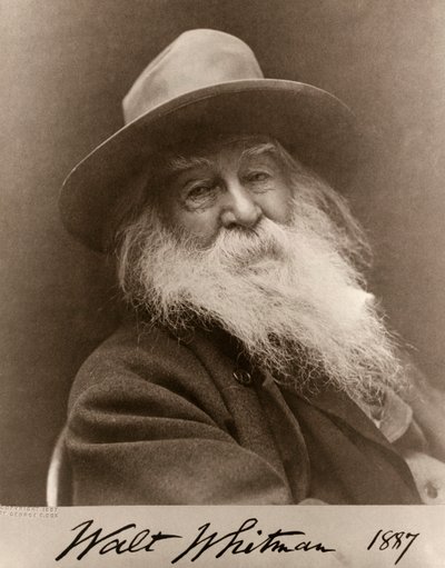 Portrét Walta Whitmana v roce 1887 od George C. Cox