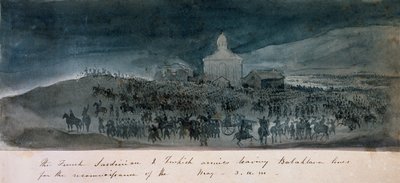 Francouzská, sardinská a turecká armáda opouštějící linie Balaklava na průzkum, circa 1854 od George Cadogan
