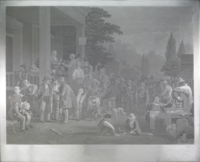 Ocelová deska pro „krajské volby“ od George Caleb Bingham