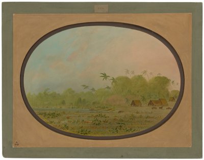 Malá vesnice indiánů Remos od George Catlin