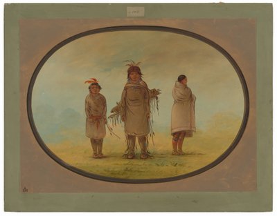Kamenný válečník, jeho žena a chlapec od George Catlin
