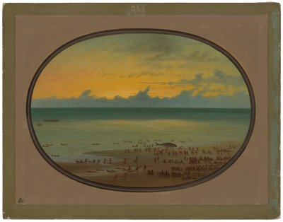 Velryba na břehu - Klahoquat od George Catlin