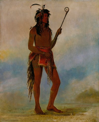 Ah-nó-je-nahge, Ten, kdo stojí na obou stranách, význačný hráč míče od George Catlin
