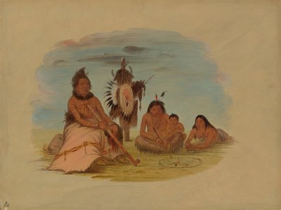 Starý náčelník Minatarree a jeho rodina, 18611869. od George Catlin
