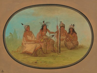 Starý odžibbewayský náčelník a tři válečníci, 18611869. od George Catlin