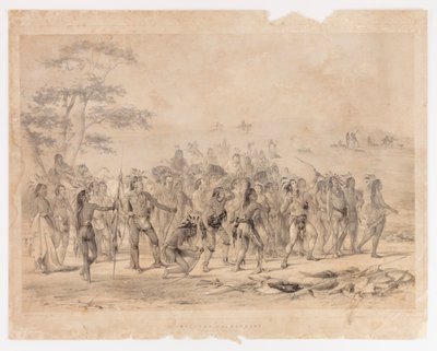 Lukostřelba Mandanů - č. 24 od George Catlin