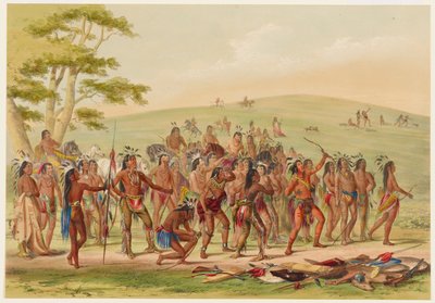 Lukostřelba Mandanů od George Catlin