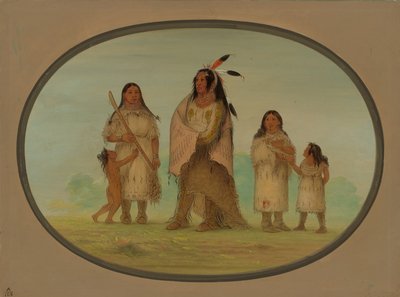 Assinneboine Warrior a jeho rodina, 18611869. od George Catlin