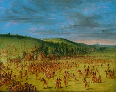 Míčová hra Čokotavů - míč nahoru od George Catlin