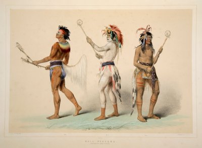 Ball Players, hospoda. 1845 barevná litografie. od George Catlin