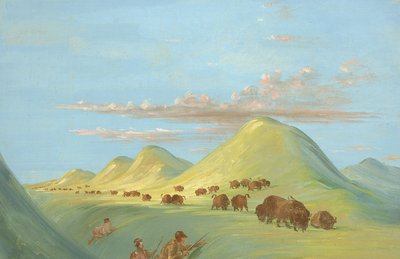 Batiste, Bogard a já se blížíme k Buffalu na Missouri od George Catlin